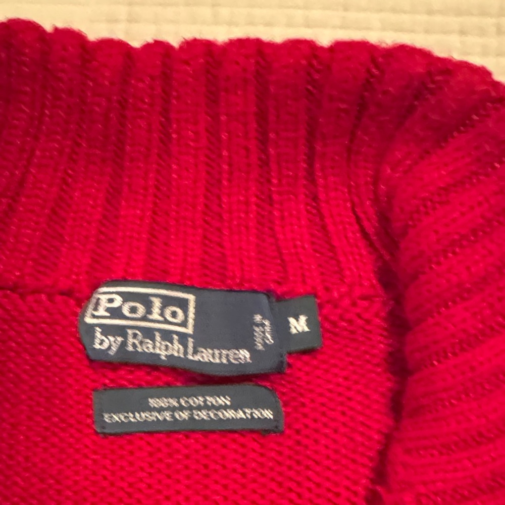 Polo by Ralph Lauren Men's Bold Red Zip-Up Sweater - Picture 4 of 6